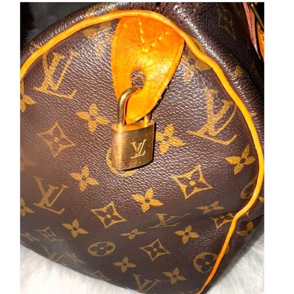 Vintage Louis Vuitton Monogram Speedy 30 Handbag Brown Canvas & Leather Handles - Picture 7 of 16